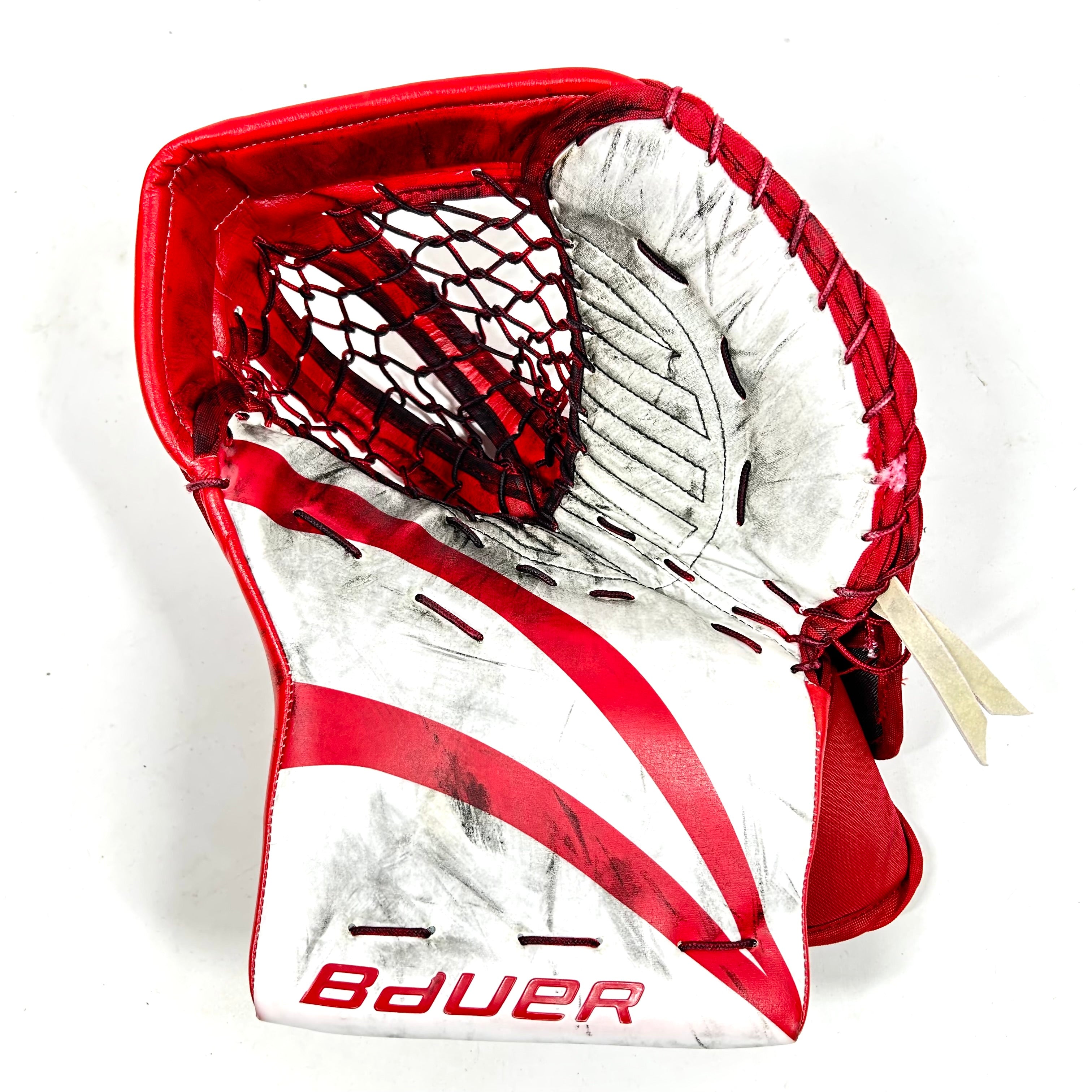 Bauer Supreme Mach - Gant de gardien senior Pro Stock d'occasion (blanc/rouge)